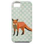 Caja azul ambarina del iPhone del Fox Polkadot iPhone 5 Fundas