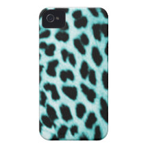 Caja azul del iphone 4 del estampado leopardo Case-Mate iPhone 4 cárcasas