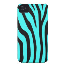 Caja azul única del estampado de zebra para el iPh iPhone 4 Case-Mate Fundas