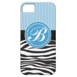 Caja azul y blanca del iPhone del monograma B del  iPhone 5 Case-Mate Cárcasas
