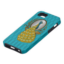 Caja azulverde del enrejado del pavo real bonito p iPhone 5 funda