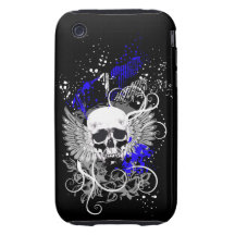 Caja coa alas gótico de la mota del cráneo del Gru iPhone 3 Tough Cárcasa