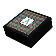 Caja con monograma del recuerdo de Argyle Caja De Recuerdo