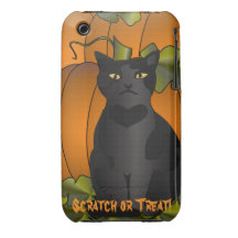 Caja de la casamata del gato de la calabaza Case-Mate iPhone 3 protectores