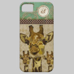 Caja de oro del iPhone del monograma de las jirafa cárcasas casemate