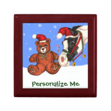 Caja de regalo del caballo del navidad y del oso d