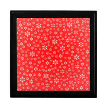 Caja de regalo roja de los copos de nieve