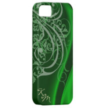 Caja de seda verde rococó de Barely There del vint iPhone 5 Cobertura