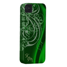 Caja de seda verde rococó de Barely There del vint iPhone 4 Protector