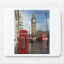 Caja del teléfono de Londres y Big Ben (St.K) Alfombrilla De Raton