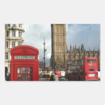 Caja del teléfono de Londres y Big Ben (St.K) Etiquetas