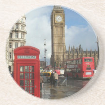 Caja del teléfono de Londres y Big Ben (St.K) Posavasos Para Bebidas