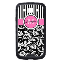 Caja floral blanca negra rosada de la galaxia S II