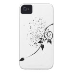 Caja floral de la silueta de la rama del vector ne iPhone 4 Case-Mate cobertura