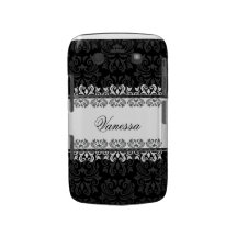 Caja intrépida personalizada damasco negro de Blac Case-Mate Blackberry Protectores