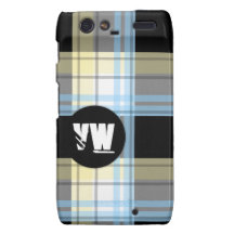 Caja negra amarilla azul de Droid RAZR del monogra Motorola Droid RAZR Funda
