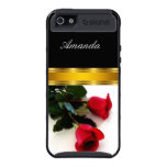 Caja negra del oro Iphone5 de los rosas rojos