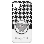 Caja negra y blanca del elefante de Houndstooth de iPhone 5 Case-Mate Protectores