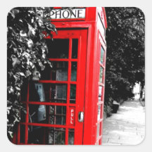 Caja postal roja de moda de Londres Calcomania Cuadradas Personalizadas