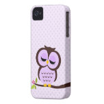 Caja púrpura linda del búho para el iPhone 4 iPhone 4 Case-Mate Carcasas