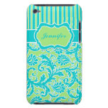 Caja rayada azul, verde, blanca del tacto de iPod  Case-Mate iPod Touch Protector