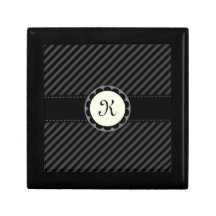 Caja rayada negra y gris del monograma de regalo caja de regalo