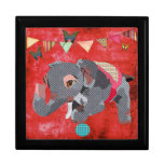 Caja roja del arte del elefante afortunado de Lil Cajas De Recuerdo