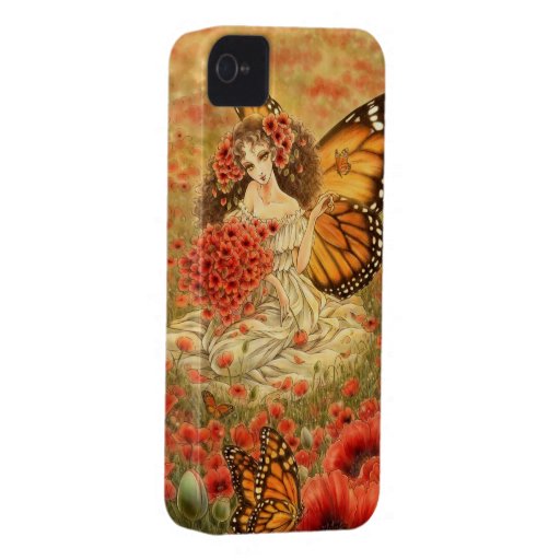 Caja roja del iPhone 4 de la fantasía de la amapol Case-Mate iPhone 4 Protector