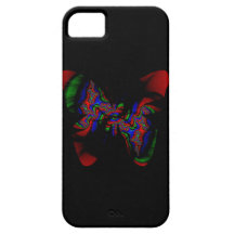 caja roja del iphone del fractal de la mariposa iPhone 5 Case-Mate fundas