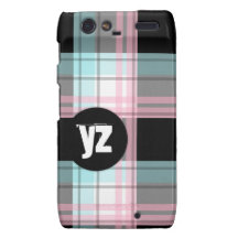 Caja rosada de Droid RAZR del monograma de la tela Motorola Droid RAZR Fundas