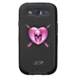 Caja rosada de la galaxia de Samsung del corazón y Galaxy S3 Protectores