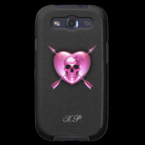 Caja rosada de la galaxia de Samsung del corazón y cárcasas casemate