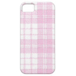 Caja rosada y blanca del iPhone 5 de la tela escoc iPhone 5 Case-Mate Cárcasa