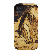 Caja rústica del teléfono del bosquejo del caballo Case-Mate iPhone 4 funda
