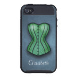 Caja verde bonita de Skinit del iPhone 4 del corsé funda skinit