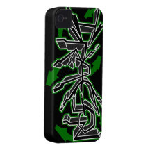 Caja (verde) del iPhone del ébano de Drgn I Case-Mate iPhone 4 Coberturas