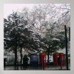 Cajas rojas del teléfono de Londres en los posters