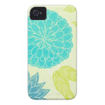 Cal y estampado de flores de la aguamarina Case-Mate iPhone 4 fundas