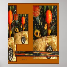 Calabaza de otoño y poster de la cosecha del giras