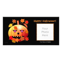Calabaza loca de Halloween Tarjeta Con Foto Personalizada