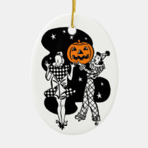 Calabaza retra de Halloween del vintage Ornamento De Navidad