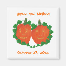 Calabazas en imanes del boda de Halloween del amor