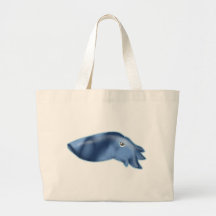 Calamar azul enojado bolsa lienzo