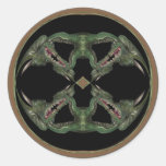Caleidoscopio del dragón verde etiqueta