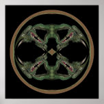 Caleidoscopio del dragón verde posters
