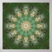 Caleidoscopio floral verde del medallón poster