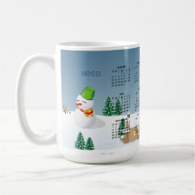 Calendario 2013 - escena y muñeco de nieve del pue tazas de café