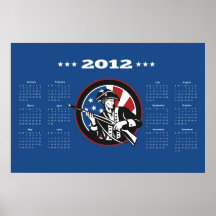 Calendario americano 2012 del poster de la bandera