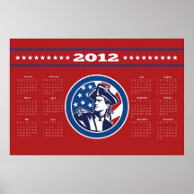 Calendario americano 2012 del poster de la bandera