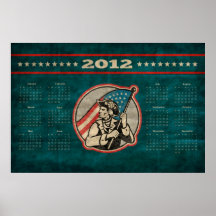 Calendario americano 2012 del poster de la bandera